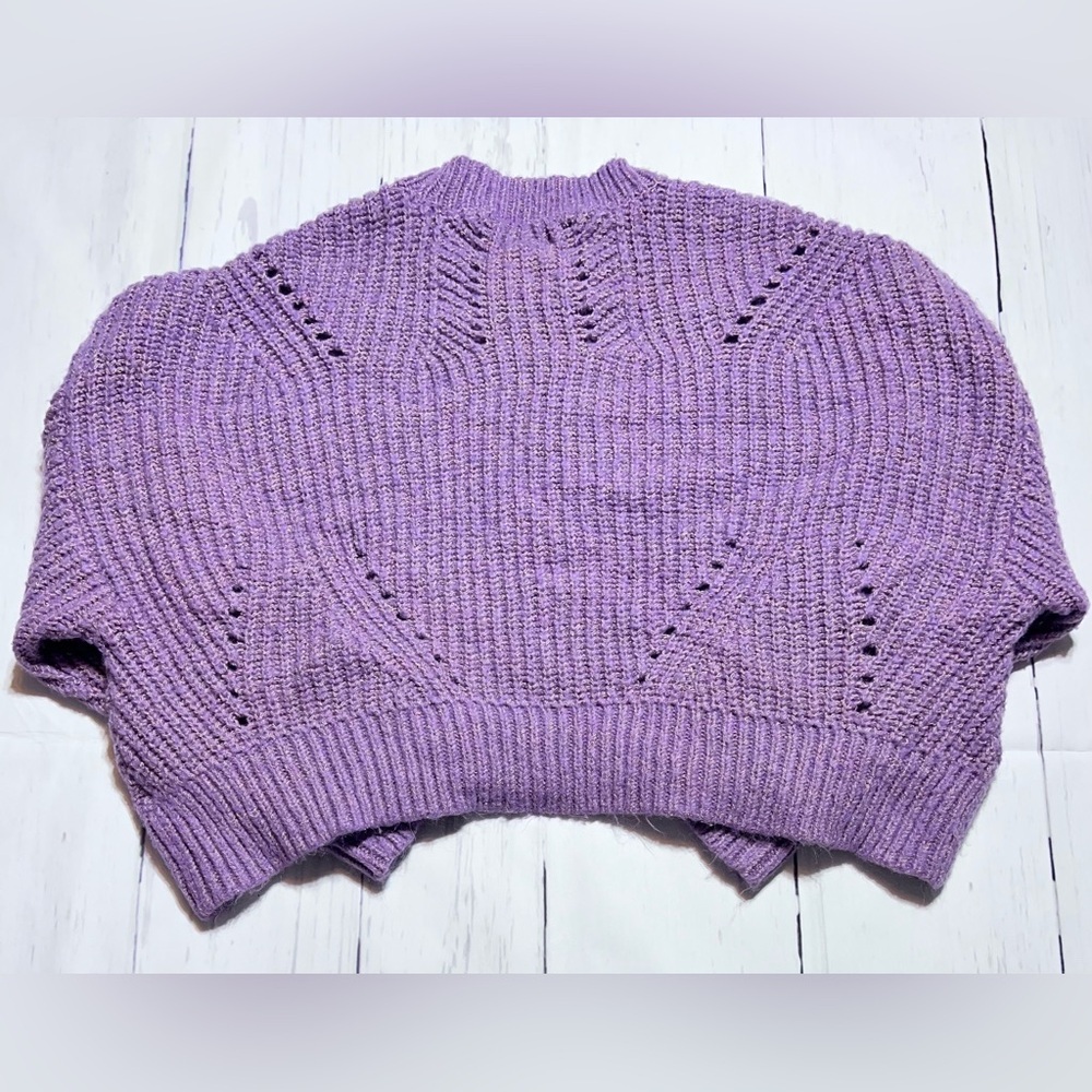 Elizabeth and James Open Stitch Crew Neck Cropped Sweater - Picture 5 of 5